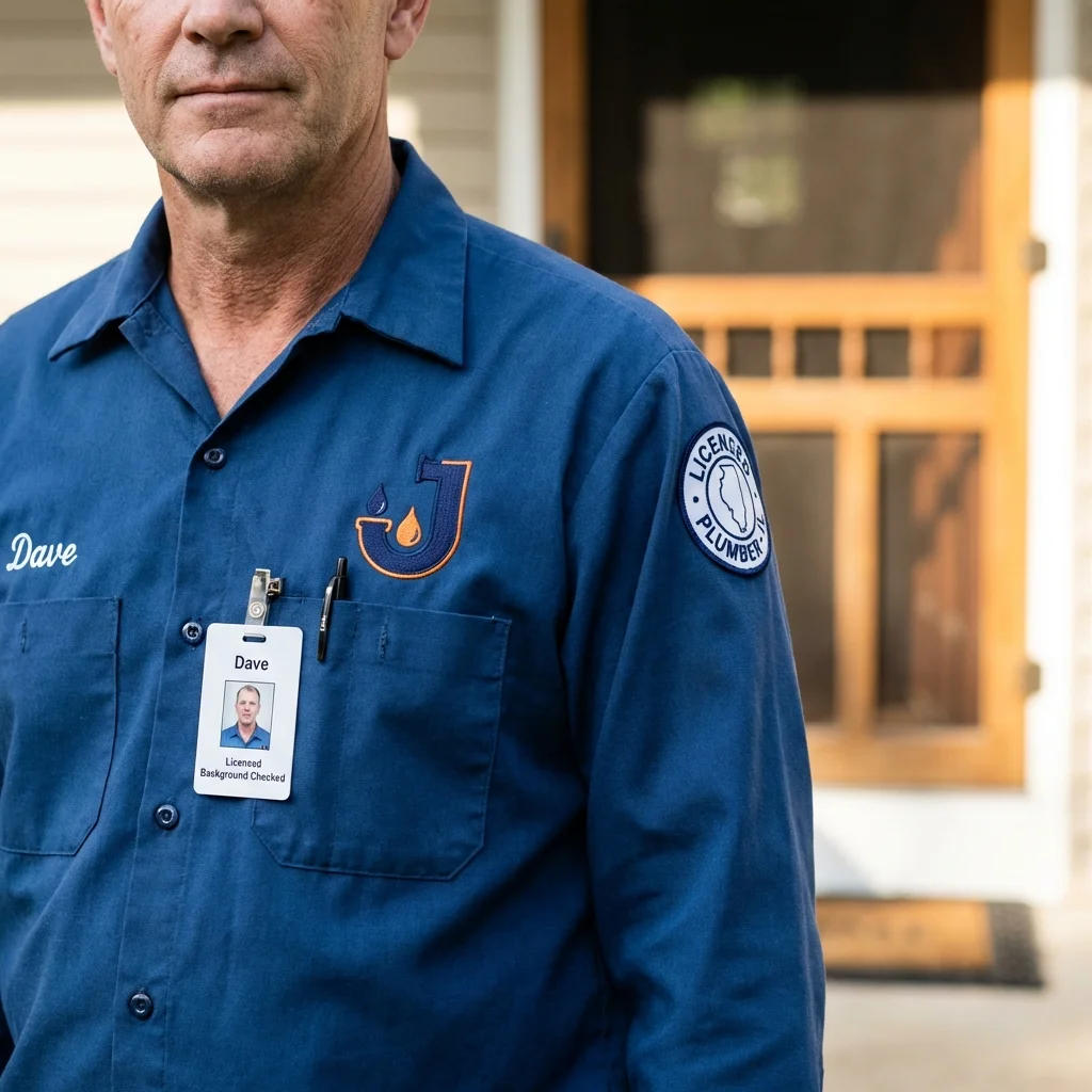 Licensed plumber showing ID badge in Buena Vista, CO