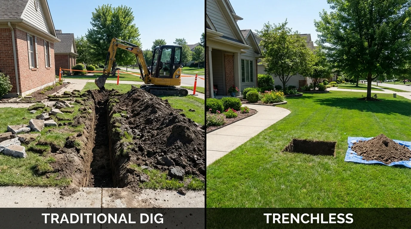 Trenchless sewer repair with minimal yard damage versus traditional excavation in Buena Vista, CO